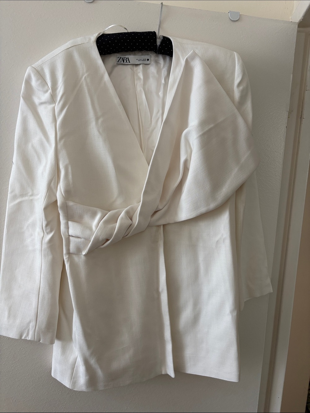 Zara Cream Twist-Front Blazer Jacket